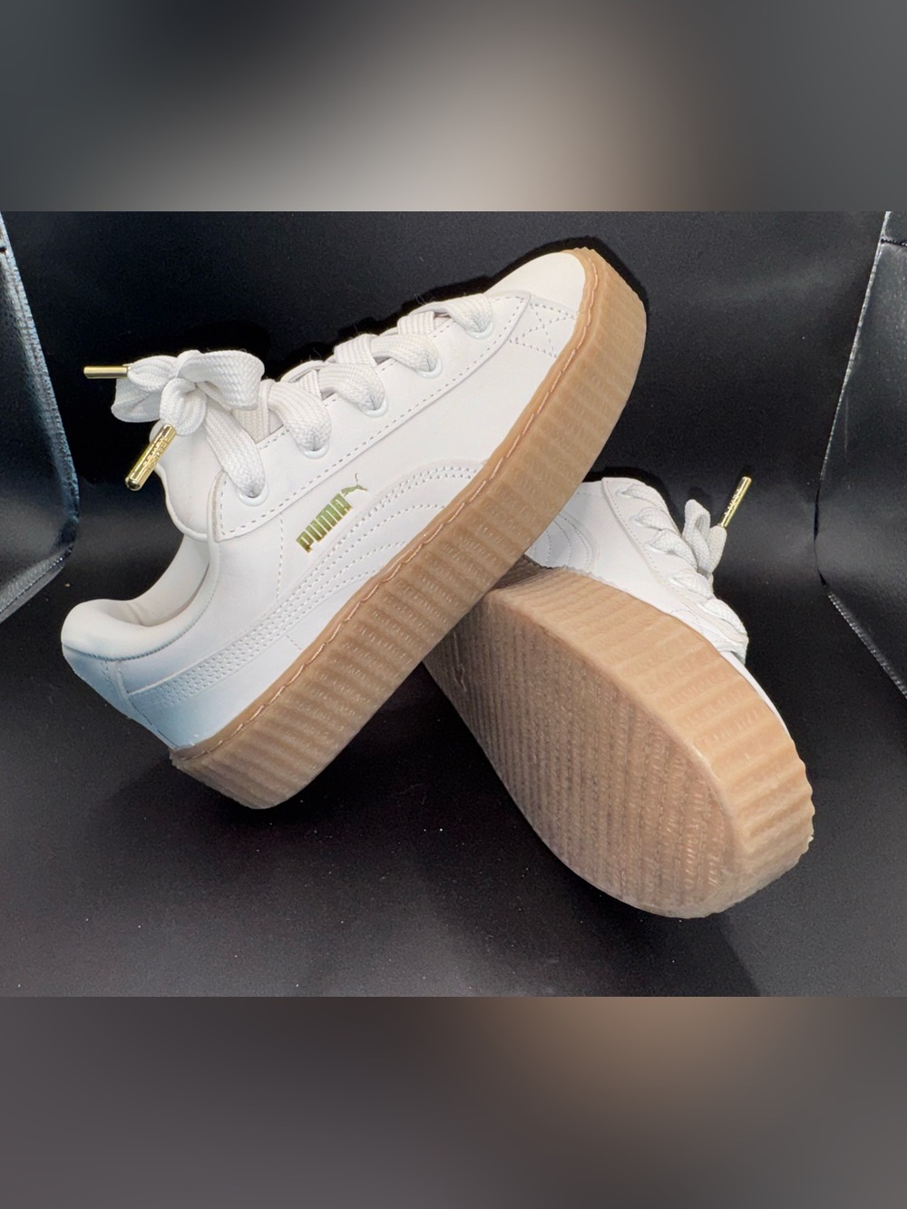Puma Fenty Rihanna Creeper Platform Sneakers Cream White Gum Sole luxe women 6.5 - Picture 8 of 17